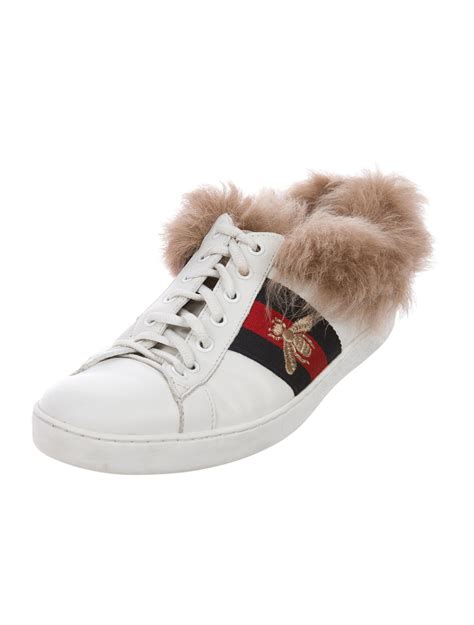 gucci sneaker damen fell|gucci ace sneakers with fur.